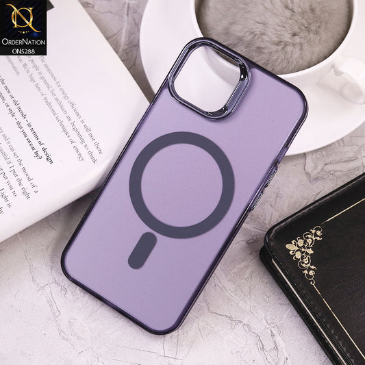 iPhone 14 Cover - Purple - Luxury Alloy Back Plate Electroplating Camera Ring Magnetic Magsafe Soft Borders Matte Shiny Protective Case