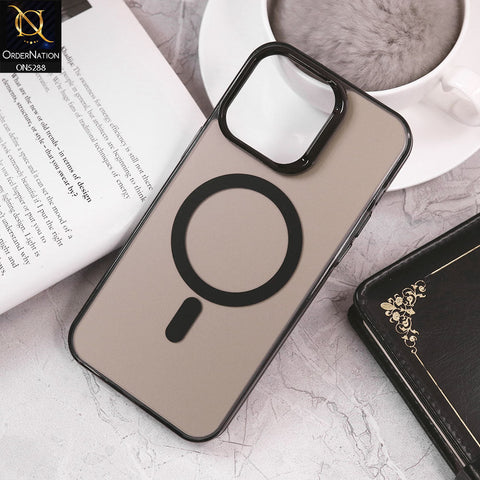 iPhone 14 Pro Cover - Black - Luxury Alloy Back Plate Electroplating Camera Ring Magnetic Magsafe Soft Borders Matte Shiny Protective Case