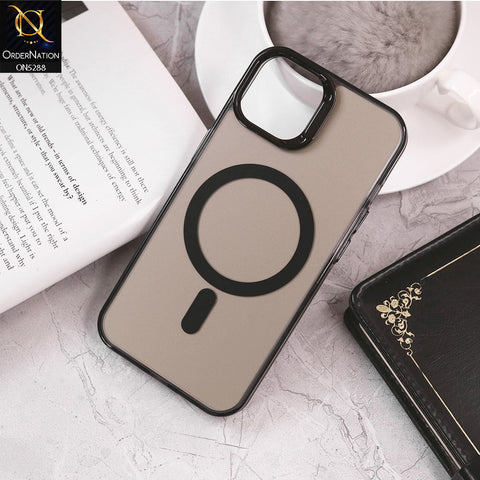 iPhone 15 Cover - Black - Luxury Alloy Back Plate Electroplating Camera Ring Magnetic Magsafe Soft Borders Matte Shiny Protective Case