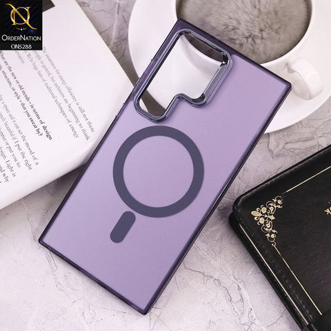 Samsung Galaxy S24 Ultra Cover - Purple - Luxury Alloy Back Plate Electroplating Camera Ring Magnetic Magsafe Soft Borders Matte Shiny Protective Case