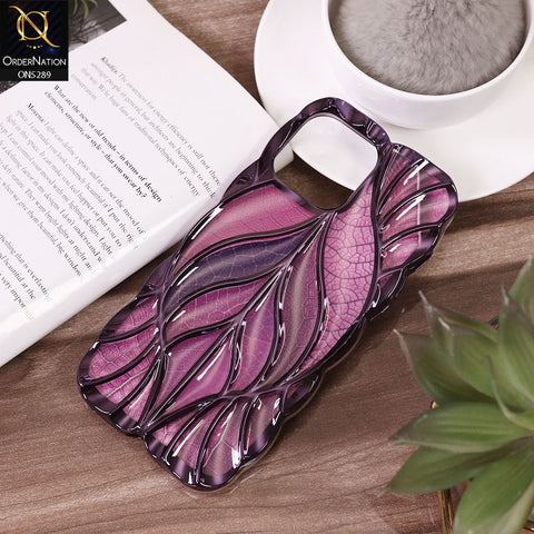 iPhone 12 Pro Max Cover - Purple - Luxury 3D Colorful Maple Leaf Electroplatiang Wavy Soft Border Case