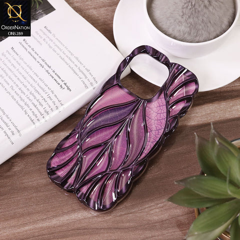 iPhone 16 Pro Cover - Purple - Luxury 3D Colorful Maple Leaf Electroplatiang Wavy Soft Border Case