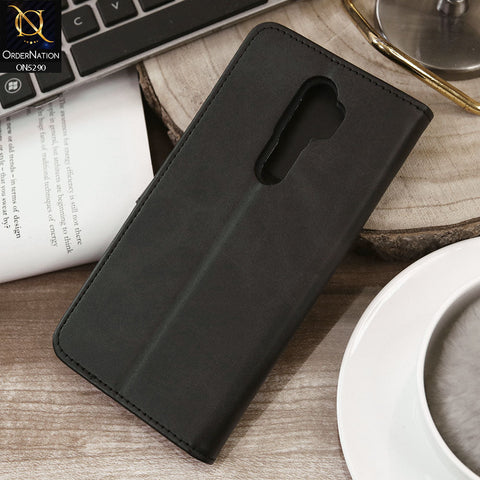 Oppo A9 2020 Cover - Black - Premium Business Series Magnetic Leather Wallet Flip book Card Slots Soft Case