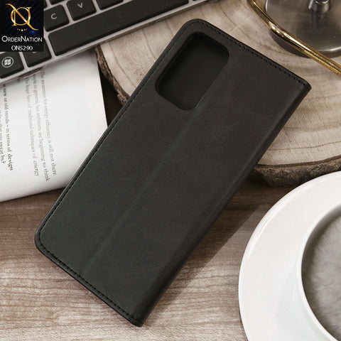 Oppo A55s Cover - Black - Premium Business Series Magnetic Leather Wallet Flip book Card Slots Soft Case