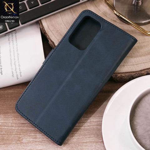 Oppo A55s Cover - Blue - Premium Business Series Magnetic Leather Wallet Flip book Card Slots Soft Case