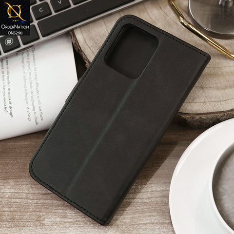 Oppo A94 Cover - Black - Premium Business Series Magnetic Leather Wallet Flip book Card Slots Soft Case