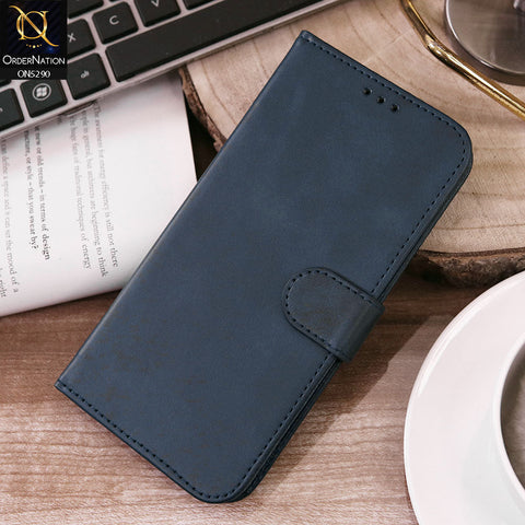 Infinix Hot 10 Play Cover - Blue - Premium Business Series Magnetic Leather Wallet Flip book Card Slots Soft Case