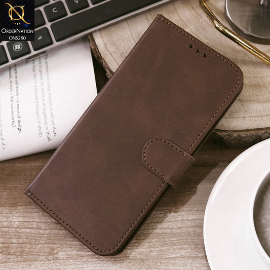 Google Pixel 4 Cover - Dark Brown - Premium Business Series Magnetic Leather Wallet Flip book Card Slots Soft Case