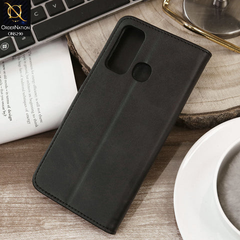 Infinix Hot 11 Play Cover - Black - Premium Business Series Magnetic Leather Wallet Flip book Card Slots Soft Case