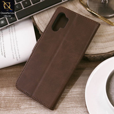 Samsung Galaxy Note 10 Plus Cover - Dark Brown - Premium Business Series Magnetic Leather Wallet Flip book Card Slots Soft Case