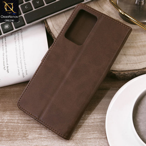 Samsung Galaxy Note 20 Ultra Cover - Dark Brown - Premium Business Series Magnetic Leather Wallet Flip book Card Slots Soft Case