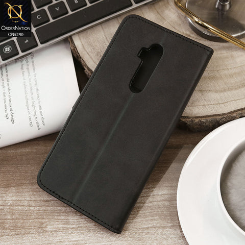 OnePlus 7 Pro Cover - Black - Premium Business Series Magnetic Leather Wallet Flip book Card Slots Soft Case