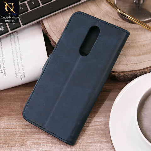 OnePlus 8 Cover - Blue - Premium Business Series Magnetic Leather Wallet Flip book Card Slots Soft Case