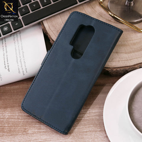 OnePlus 8 Pro Cover - Blue - Premium Business Series Magnetic Leather Wallet Flip book Card Slots Soft Case