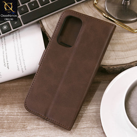 OnePlus 9 Cover - Dark Brown - Premium Business Series Magnetic Leather Wallet Flip book Card Slots Soft Case