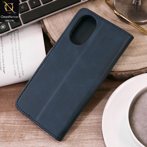 Oppo A18 Cover - Blue - Premium Business Series Magnetic Leather Wallet Flip book Card Slots Soft Case