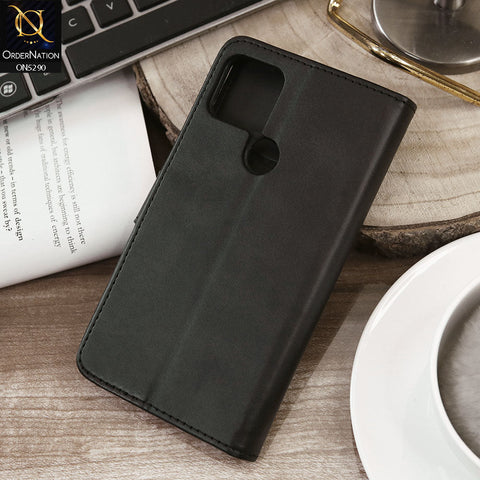 Google Pixel 4a 4G Cover - Black - Premium Business Series Magnetic Leather Wallet Flip book Card Slots Soft Case