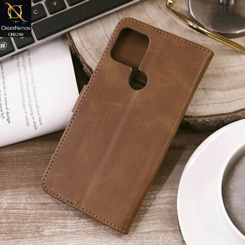 Google Pixel 4a 4G Cover - Light Brown - Premium Business Series Magnetic Leather Wallet Flip book Card Slots Soft Case