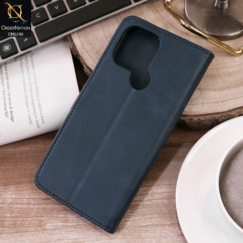 Xiaomi Redmi A1 Plus Cover - Blue - Premium Business Series Magnetic Leather Wallet Flip book Card Slots Soft Case