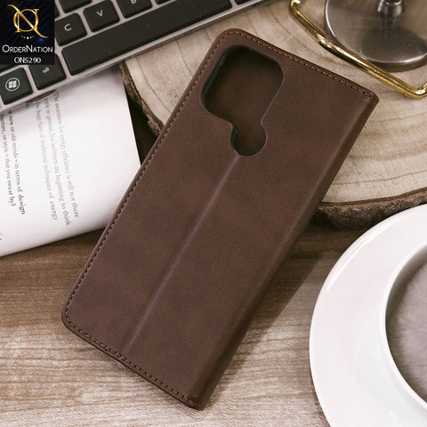 Xiaomi Redmi A2 Cover - Dark Brown - Premium Business Series Magnetic Leather Wallet Flip book Card Slots Soft Case