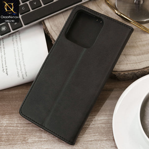 Realme Note 50 Cover - Black - Premium Business Series Magnetic Leather Wallet Flip book Card Slots Soft Case