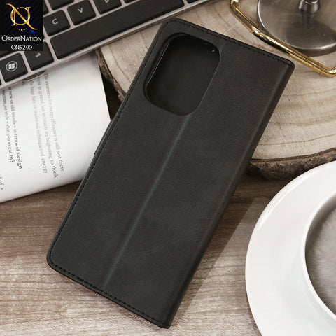 Xiaomi Poco C65 Cover - Black - Premium Business Series Magnetic Leather Wallet Flip book Card Slots Soft Case