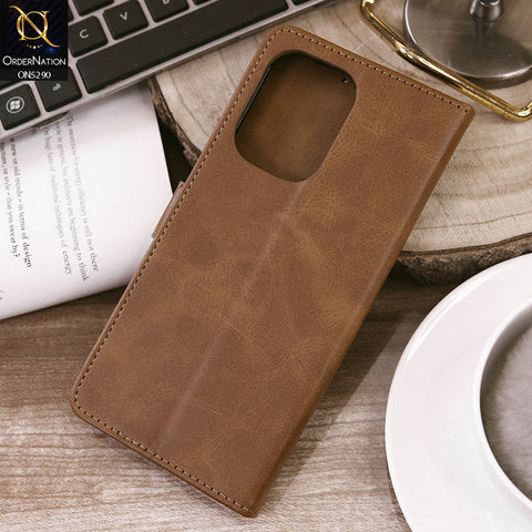 Xiaomi Redmi 13C Cover - Light Brown - Premium Business Series Magnetic Leather Wallet Flip book Card Slots Soft Case