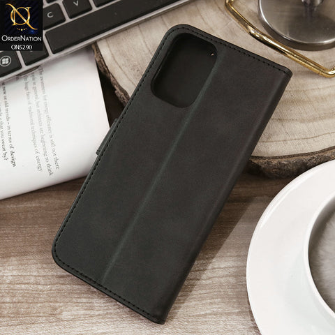 Xiaomi Redmi Note 10 4G Cover - Black - Premium Business Series Magnetic Leather Wallet Flip book Card Slots Soft Case