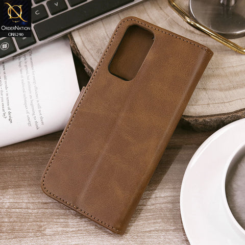 Xiaomi Redmi Note 11 4G Cover - Light Brown - Premium Business Series Magnetic Leather Wallet Flip book Card Slots Soft Case