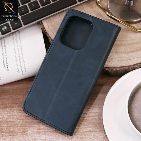 Xiaomi Redmi Note 13 Cover - Blue - Premium Business Series Magnetic Leather Wallet Flip book Card Slots Soft Case