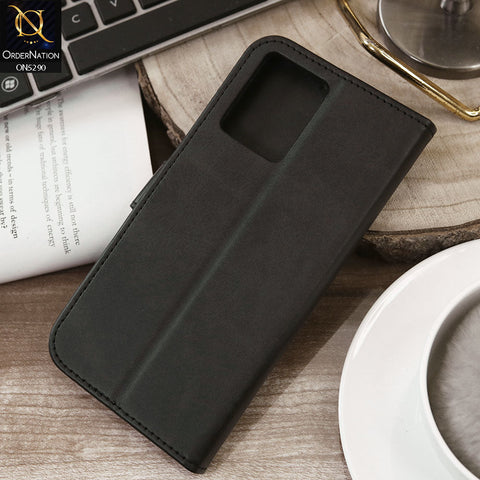 Oppo F21 Pro 4G Cover - Black - Premium Business Series Magnetic Leather Wallet Flip book Card Slots Soft Case