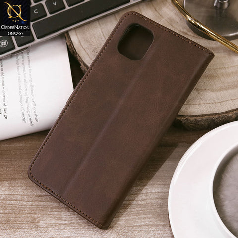 Samsung Galaxy A04 Cover - Dark Brown - Premium Business Series Magnetic Leather Wallet Flip book Card Slots Soft Case