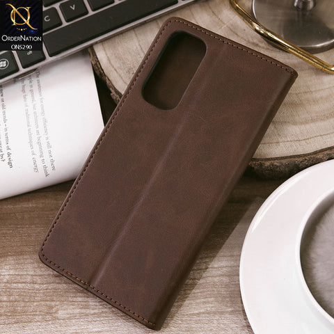 Samsung Galaxy A05s Cover - Dark Brown - Premium Business Series Magnetic Leather Wallet Flip book Card Slots Soft Case