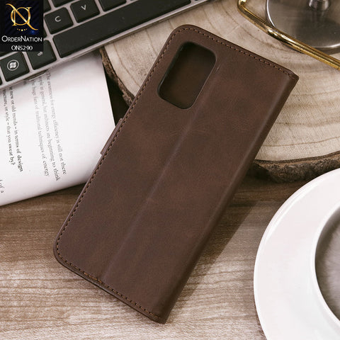 Samsung Galaxy A32 Cover - Dark Brown - Premium Business Series Magnetic Leather Wallet Flip book Card Slots Soft Case