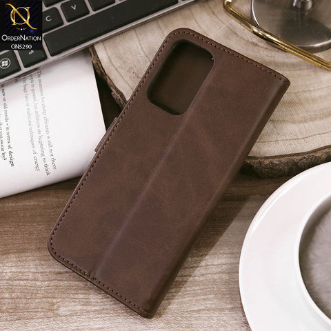 Samsung Galaxy A72 Cover - Dark Brown - Premium Business Series Magnetic Leather Wallet Flip book Card Slots Soft Case