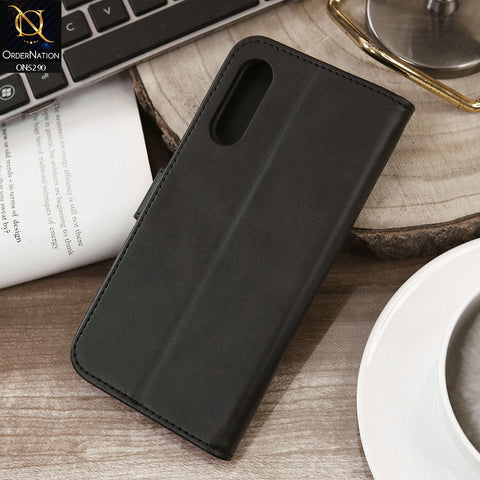 Vivo S1 Cover - Black - Premium Business Series Magnetic Leather Wallet Flip book Card Slots Soft Case