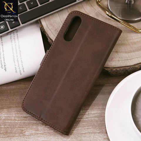 Vivo S1 Cover - Dark Brown - Premium Business Series Magnetic Leather Wallet Flip book Card Slots Soft Case