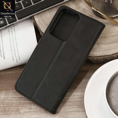 Vivo Y02t Cover - Black - Premium Business Series Magnetic Leather Wallet Flip book Card Slots Soft Case