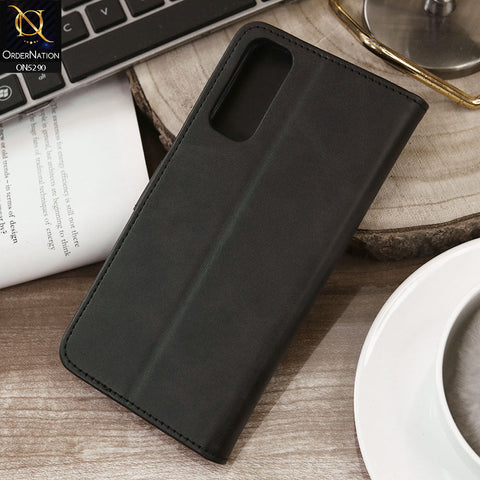 Vivo Y20a Cover - Black - Premium Business Series Magnetic Leather Wallet Flip book Card Slots Soft Case