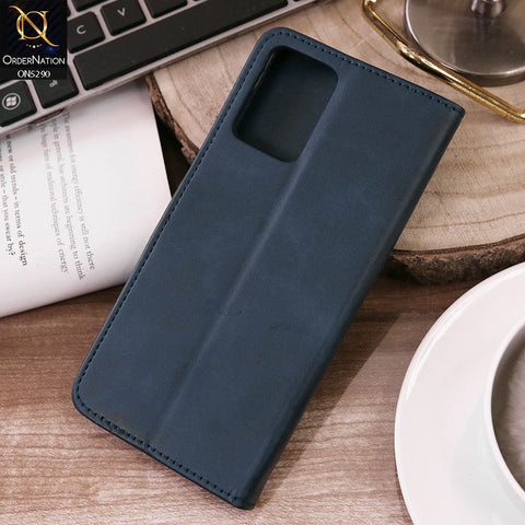 Vivo Y33s Cover - Blue - Premium Business Series Magnetic Leather Wallet Flip book Card Slots Soft Case