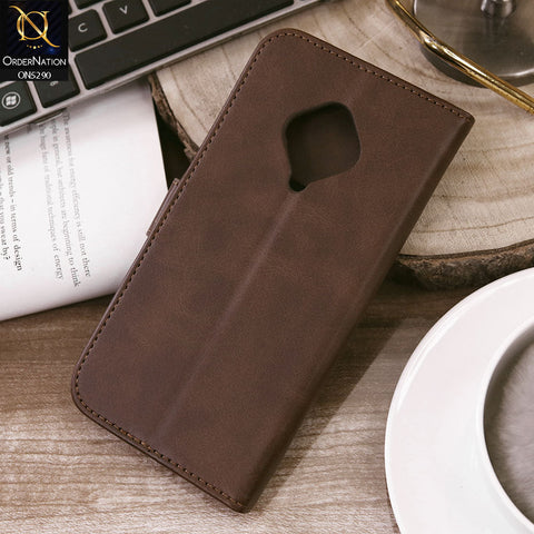 Vivo S1 Pro Cover - Dark Brown - Premium Business Series Magnetic Leather Wallet Flip book Card Slots Soft Case