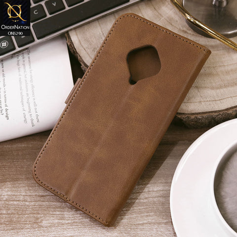 Vivo S1 Pro Cover - Light Brown - Premium Business Series Magnetic Leather Wallet Flip book Card Slots Soft Case