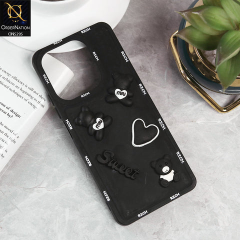 Tecno Spark 10 Pro Cover - Black - Sweet Rich 3D Cartoon Silicone Case