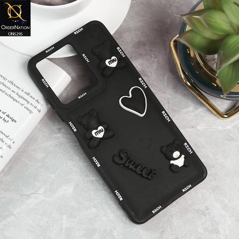 Infinix Hot 30 Cover - Black - Sweet Rich 3D Cartoon Silicone Case