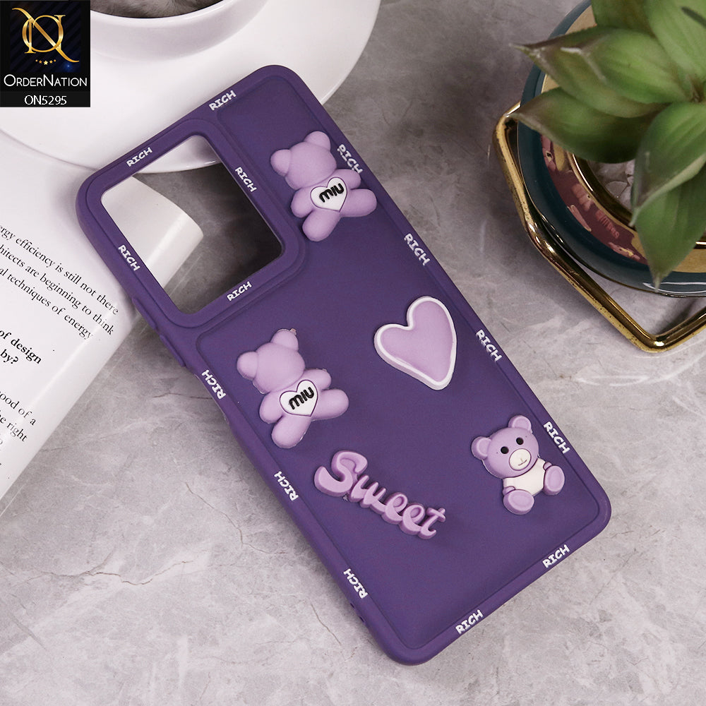 Infinix Hot 30 Cover - Purple - Sweet Rich 3D Cartoon Silicone Case