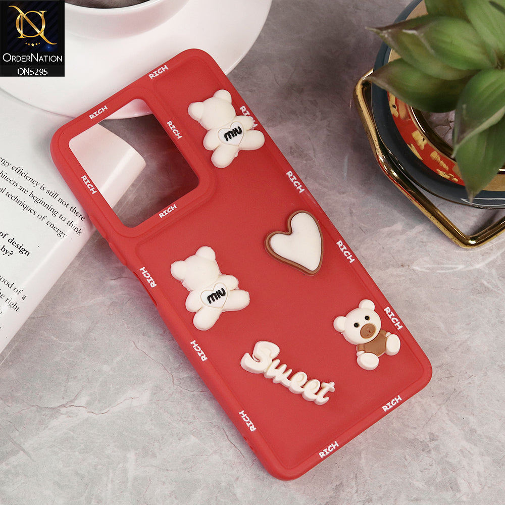 Infinix Hot 30 Cover - Red - Sweet Rich 3D Cartoon Silicone Case