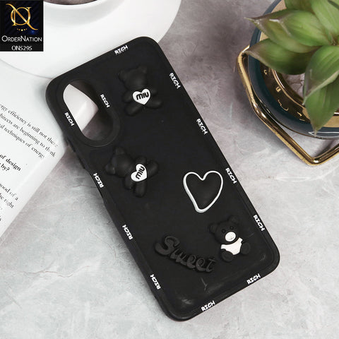 Oppo A17 Cover - Black - Sweet Rich 3D Cartoon Silicone Case