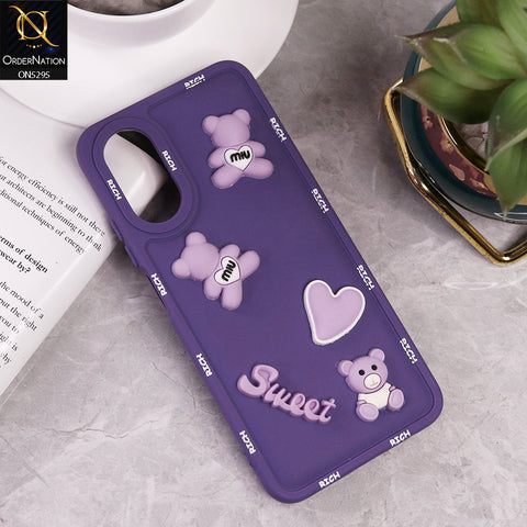 Oppo A17 Cover - Purple - Sweet Rich 3D Cartoon Silicone Case