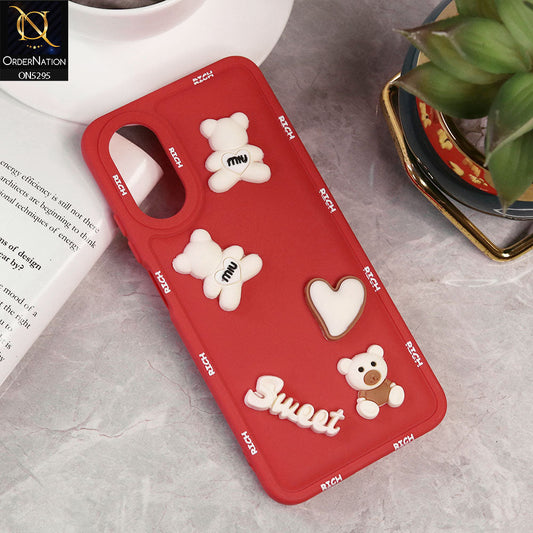 Oppo A17 Cover - Red - Sweet Rich 3D Cartoon Silicone Case