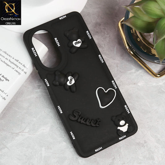 Oppo A78 4G Cover - Black - Sweet Rich 3D Cartoon Silicone Case